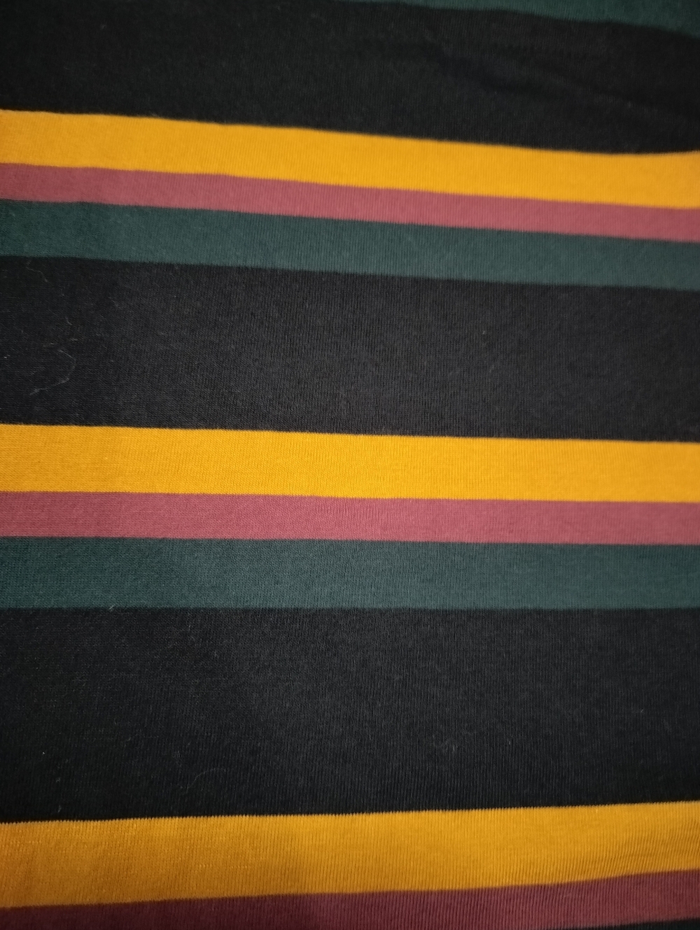 Welcome Striped Crew Black, Red, Mustard & Green Striped Cotton Tshirt - Small - Picture 5 of 6